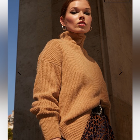 The Koppels WOOL CASHMERE SIDE SPLIT LONG TURTLENECK SWEATER IN CAMEL size 1 - Picture 3 of 10